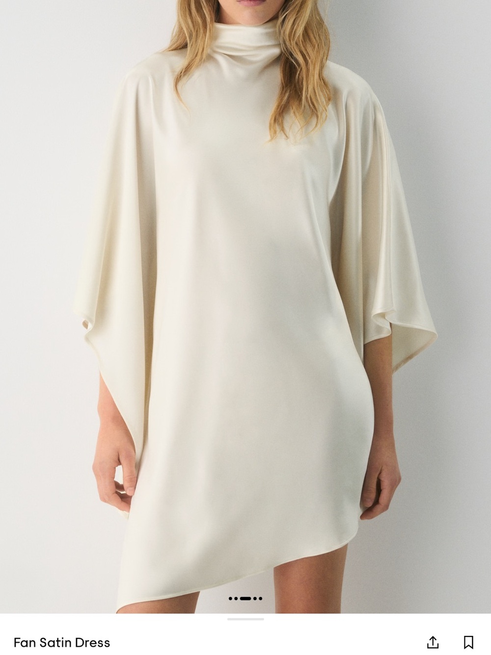 Aritzia Cream Satin Mini Dress with Cape Sleeves